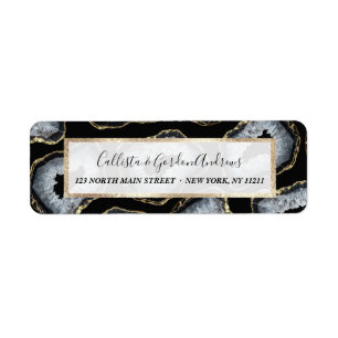 Modern Chic Gold Black White Agate Geode Stones