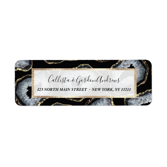 Modern Chic Gold Black White Agate Geode Stones (Front)