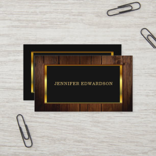 Modern chic gold black wood pattern professional business card