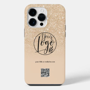 Modern chic gold business corporate logo qr code iPhone 14 pro max case