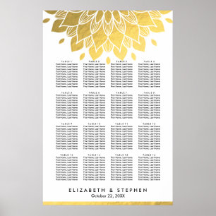 Modern Chic Gold Floral Wedding Seating Chart