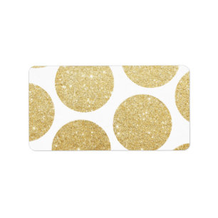 Modern chic gold glitter effect polka dots pattern label