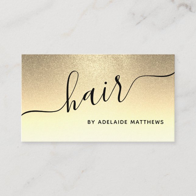 Modern Chic Gold Glitter Hair Salon Hairstylist Business Card (Front)