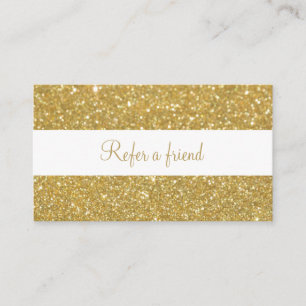Modern Chic Gold Glitter Script Referral Card