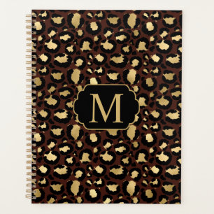 Modern Chic Gold Leopard Pattern Mongorammed Planner