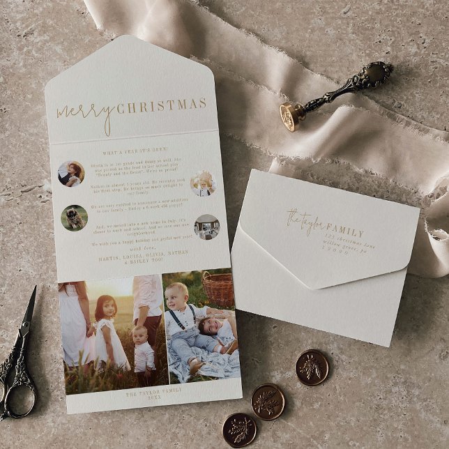 Modern Chic | Gold Merry Christmas Multi Photo All In One Invitation (Creator Uploaded)