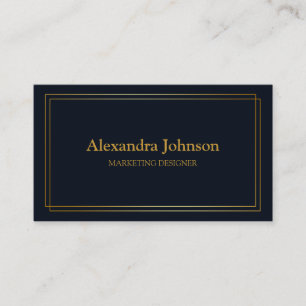 Modern Chic Gold Navy Blue Minimalist Professional Business Card