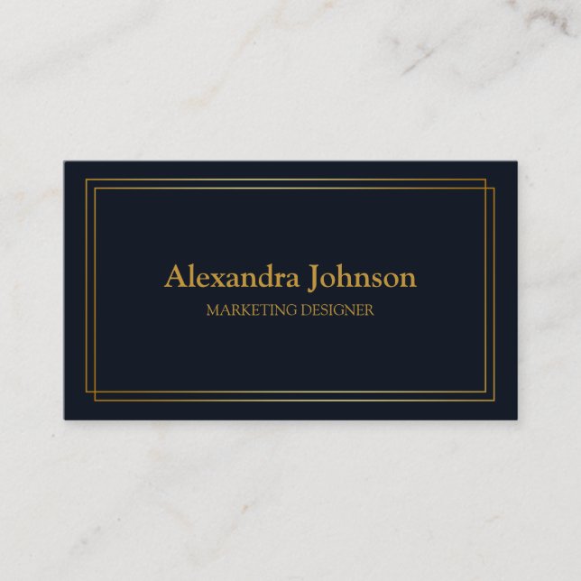 Modern Chic Gold Navy Blue Minimalist Professional Business Card (Front)
