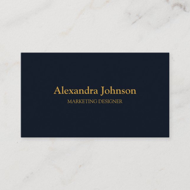 Modern Chic Gold Navy Blue Minimalist Professional Business Card (Front)
