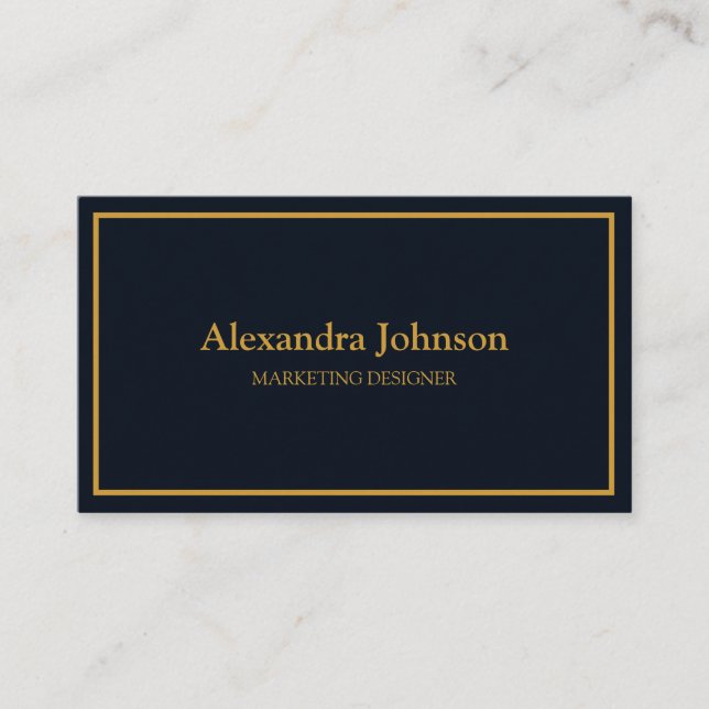 Modern Chic Gold Navy Blue Minimalist Professional Business Card (Front)