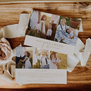 Modern Chic   Gold Photo Collage New Year News Holiday Card