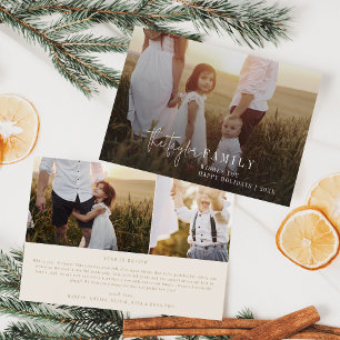 Modern Chic   Gold Photo Overlay Family News Holiday Card