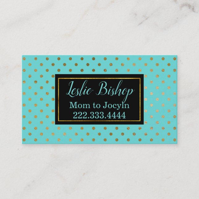 Modern Chic Gold Polka Dot Mummy Card (Front)