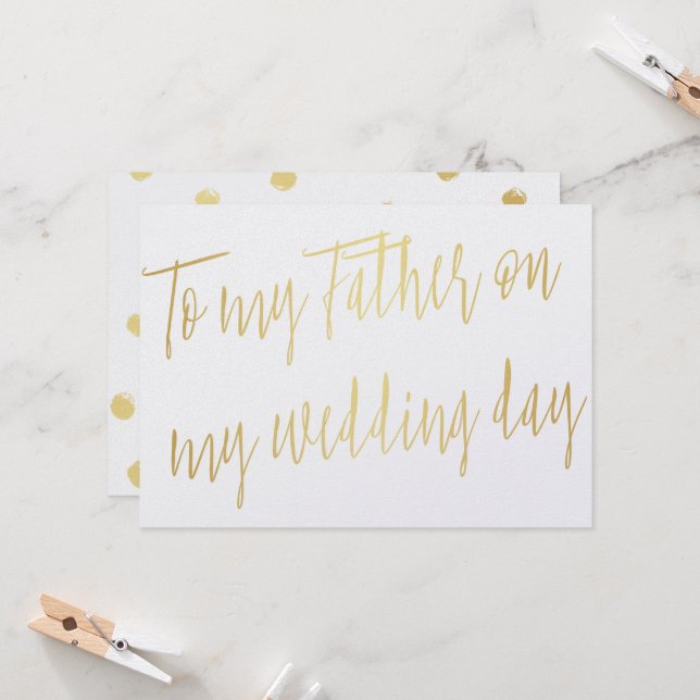 Modern Chic Gold "To my father on my wedding day" Card (Front/Back In Situ)