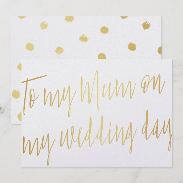 Modern Chic Gold "To my mum on my wedding day" Invitation (Front/Back)
