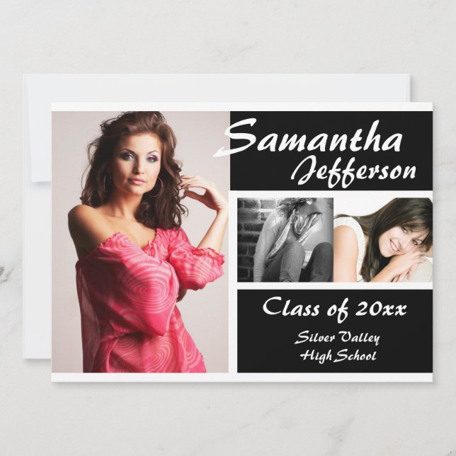 Modern Chic Graduation Announcement, Large Invitation (Front)