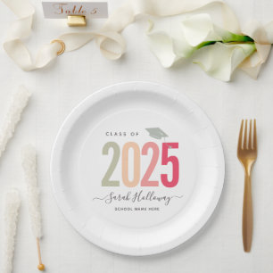 Modern Chic Graduation Blush Pink Grad Party Paper Plate