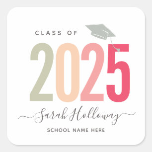 Modern Chic Graduation Blush Pink Grad Party Square Sticker