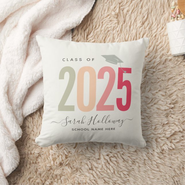 Modern Chic Graduation Blush Pink Grad Photo Cushion (Blanket)