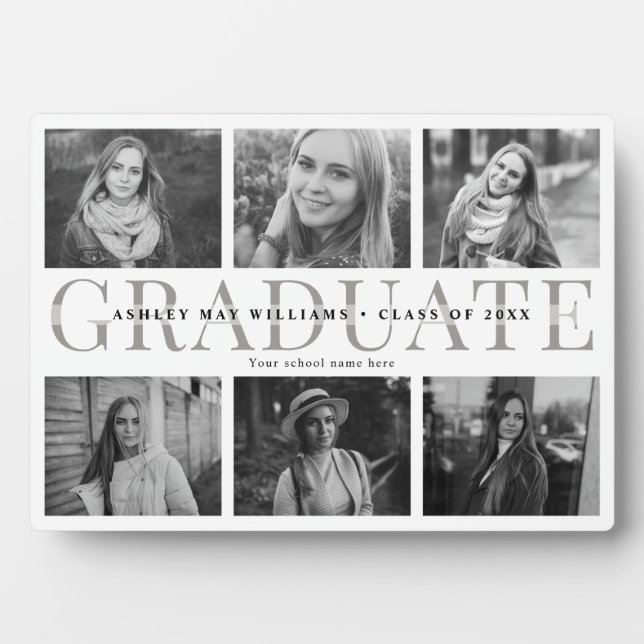 Modern Chic Graduation Keepsake Photo Collage Plaque (Front)