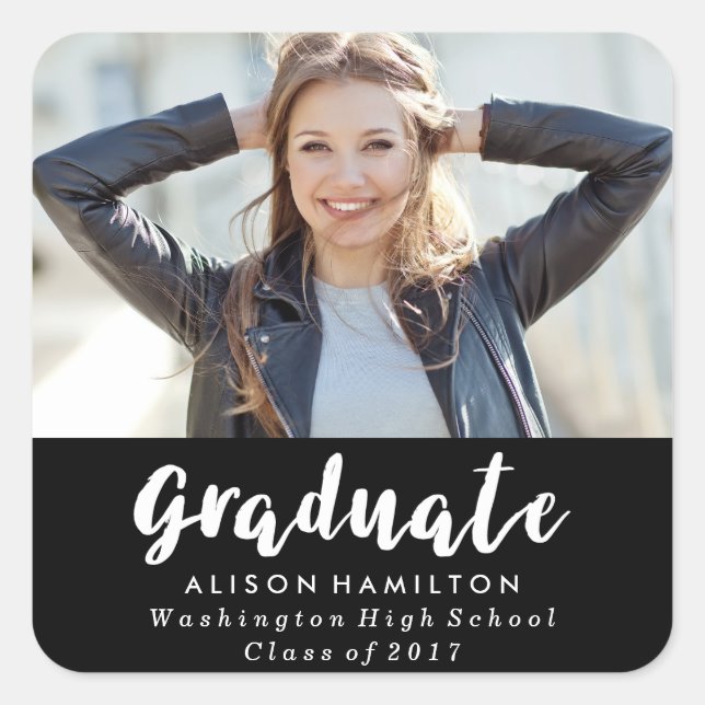 Modern Chic Graduation Photo Stickers (Front)