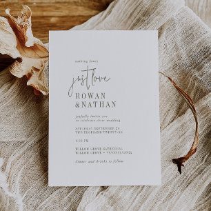 Modern Chic Green and White Just Love Wedding Invitation