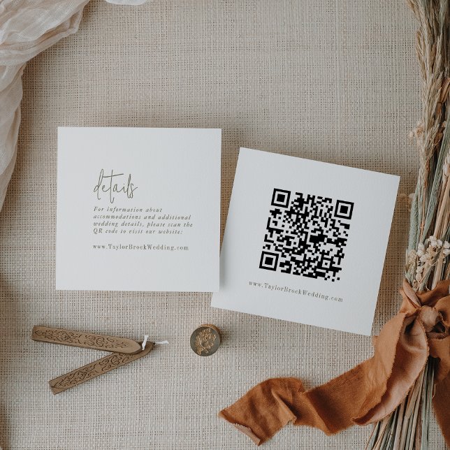 Modern Chic Green and White QR Code Details Enclosure Card (Creator Uploaded)