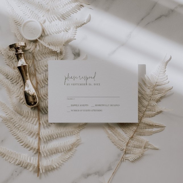 Modern Chic Green and White Simple Wedding RSVP Card (Creator Uploaded)