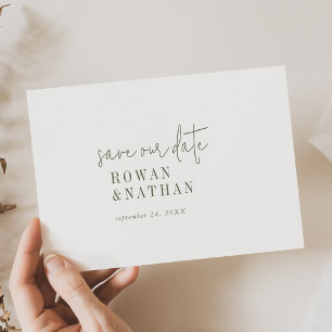 Modern Chic Green and White Wedding Save The Date
