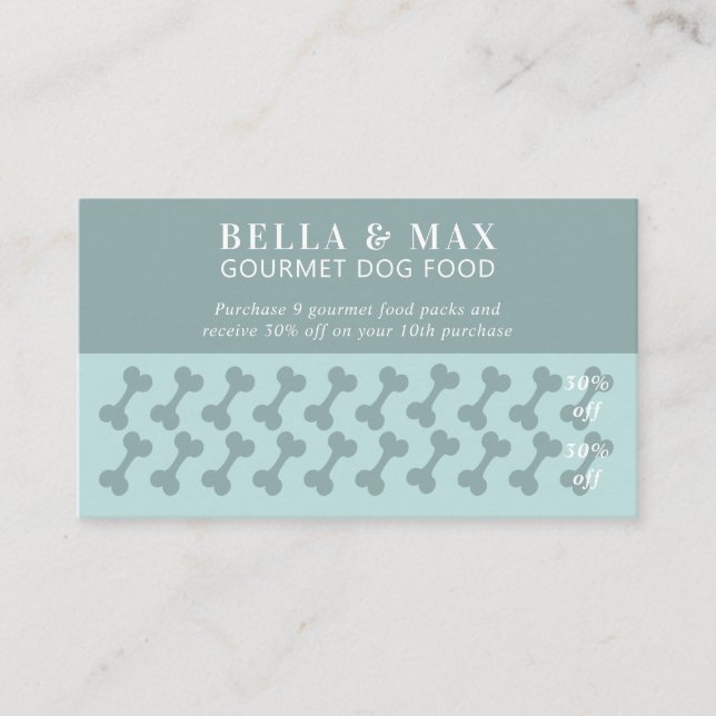 Modern Chic Green Dog Bone Loyalty Card (Front)