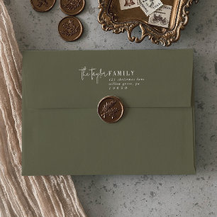 Modern Chic Green Family Christmas Card Envelope