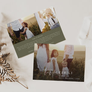 Modern Chic Green Photo Overlay Family News Holiday Card
