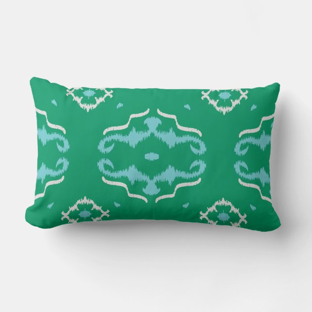 Modern chic green turquoise ikat pillow (Front)