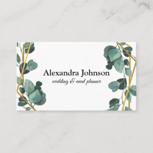 Modern Chic Greenery Eucalyptus Geometric Frame Business Card