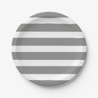 Modern Chic Grey Stripe Birthday Party Paper Plate