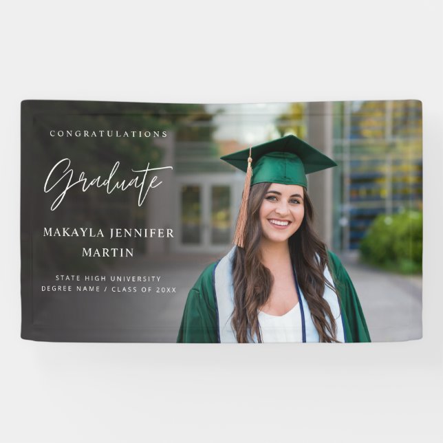 Modern Chic H Photo 2 Graduate Banner - Black (Horizontal)