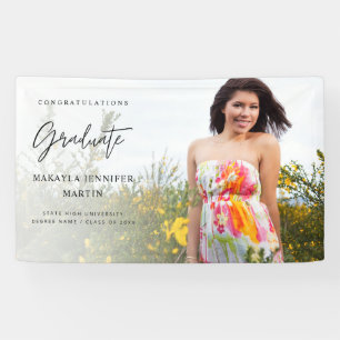 Modern Chic H Photo 2 Graduate Banner - White