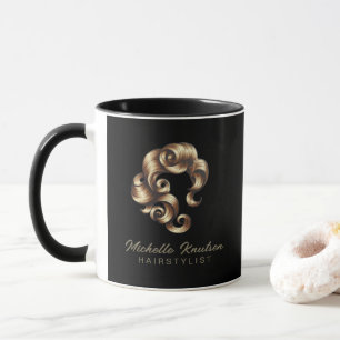 Modern Chic Hair Stylist Beauty Salon Black Gold   Mug