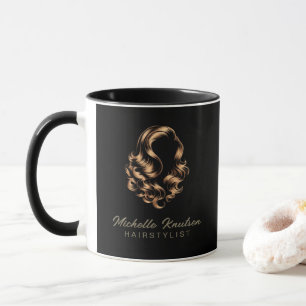 Modern Chic Hair Stylist Beauty Salon Black Gold Mug