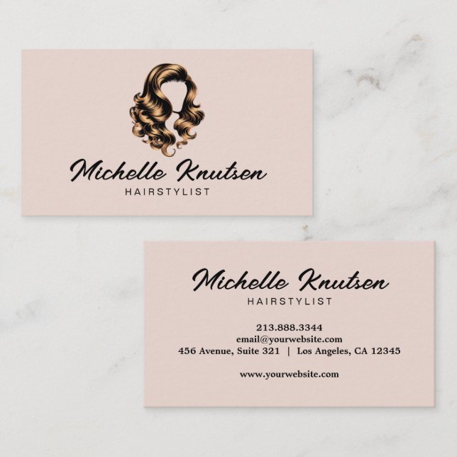 Modern Chic Hair Stylist Beauty Salon Blush Pink   Business Card (Front/Back)