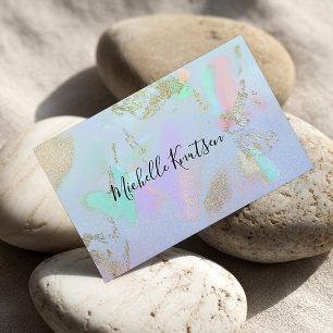 Modern Chic Hair Stylist Beauty Salon Opal Stone   Business Card