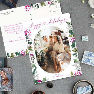 Modern & Chic Happy Holidays Photo Postcard