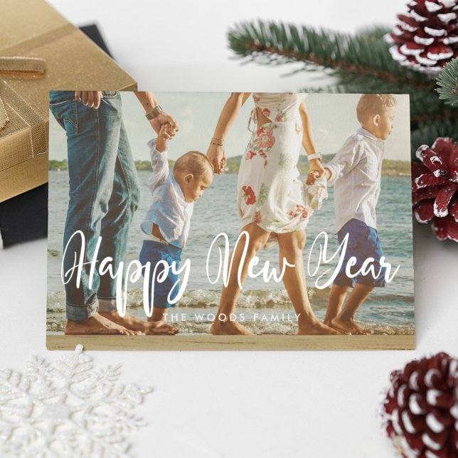 Modern chic Happy New Year photo Holiday Card (Creator Uploaded)