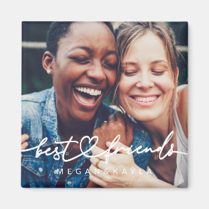 Modern Chic Heart Best Friends Besties BFF Photo Magnet