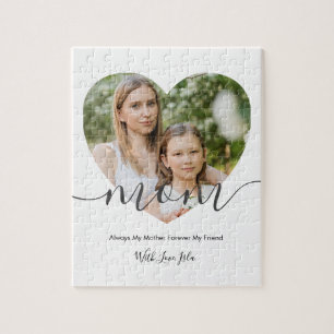 Modern Chic Heart Shaped Photo Gift For Mum Jigsaw Puzzle