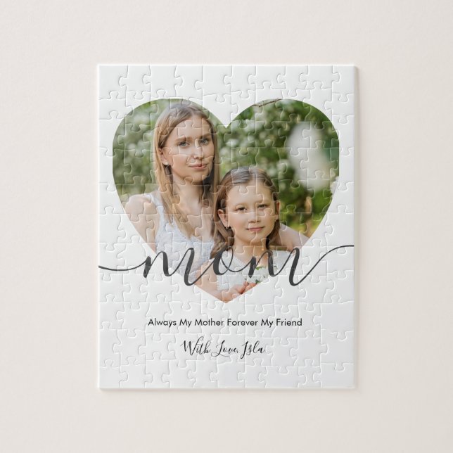 Modern Chic Heart Shaped Photo Gift For Mum Jigsaw Puzzle (Vertical)