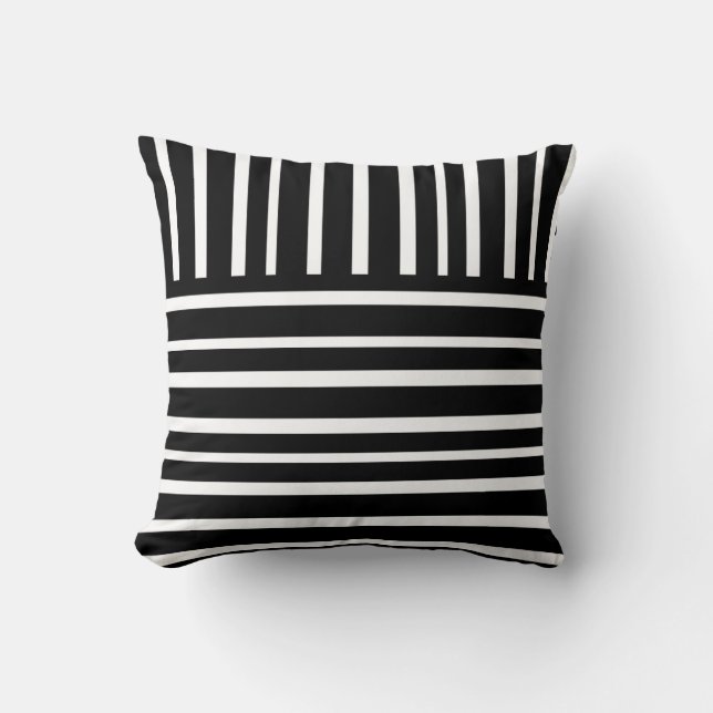 modern chic home decor bold black and white stripe cushion (Front)