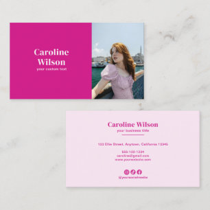 Modern Chic Hot Pink Professional Photo Girly Business Card