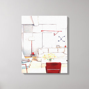 Modern Chic Interior Design Art Print on Canvas