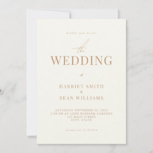 Modern Chic Ivory and Tan Wedding Invitation